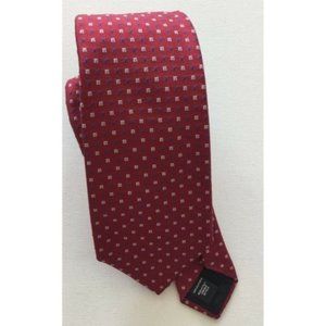 SAKS FIFTH AVENUE SILK NECK TIE RED WITH BLUE WHITE SQUARES NECKTIE